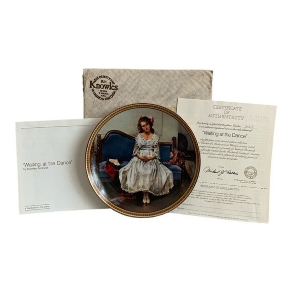 Vintage 1993 Knowles Norman Rockwell Waiting at the Dance Plate 8.5" NIB - Picture 3 of 4